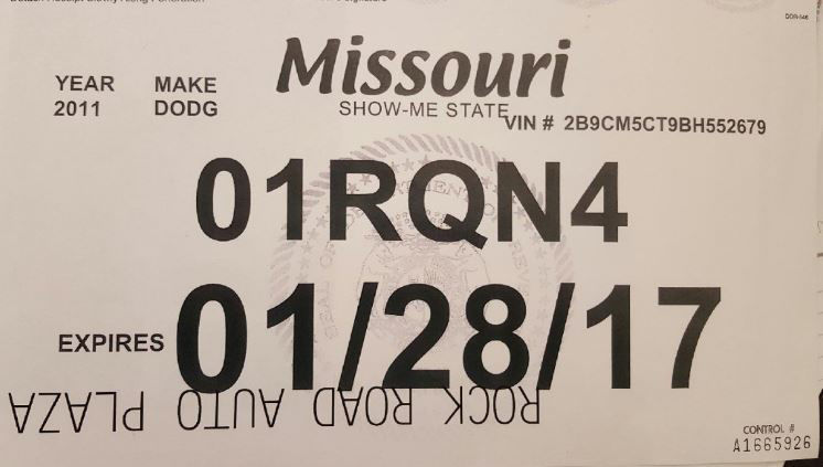 Temporary license plate